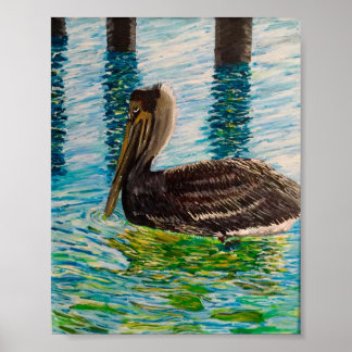 Affiche Pelican au soleil des Florida Keys.