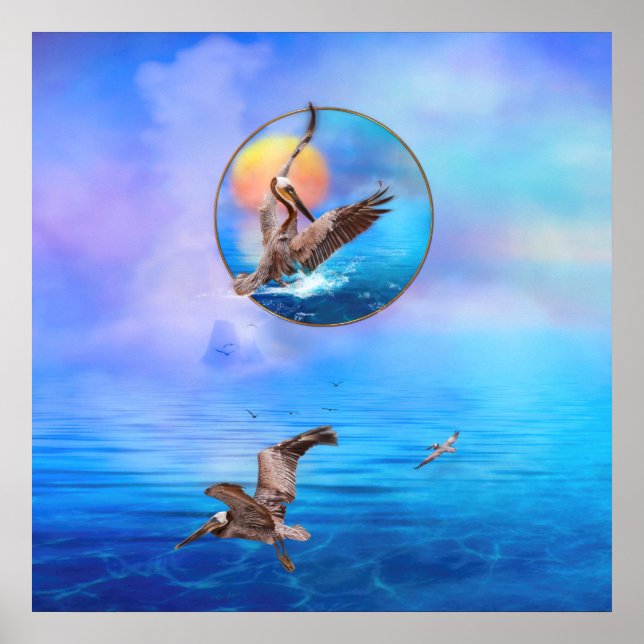 Affiche Pélicans Brown SOLEIL KISSEE PELICANS ISLAND (Devant)