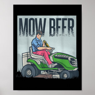 Affiche Pelouse tondeuse papa mow bière drôle machine à he