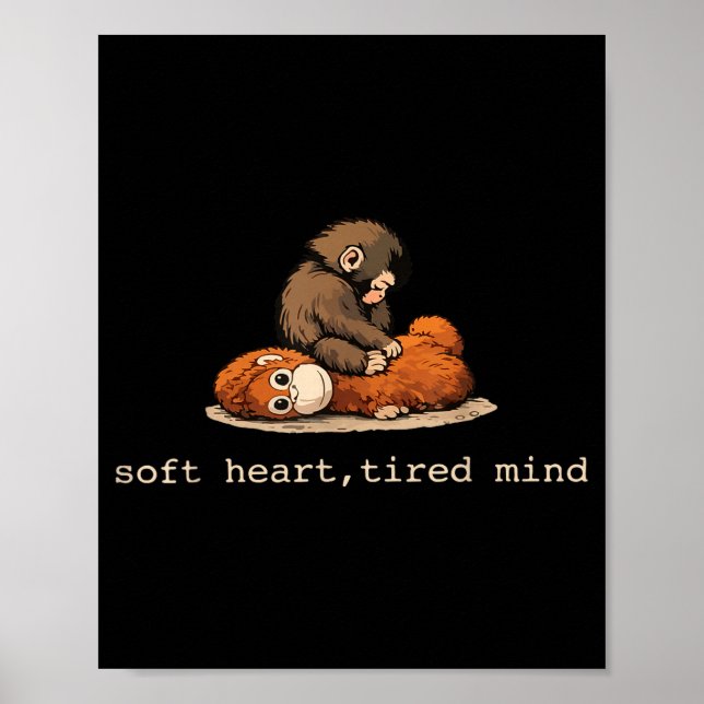 Affiche Peluche de singe punch mignon bébé singe avec pelu (Devant)