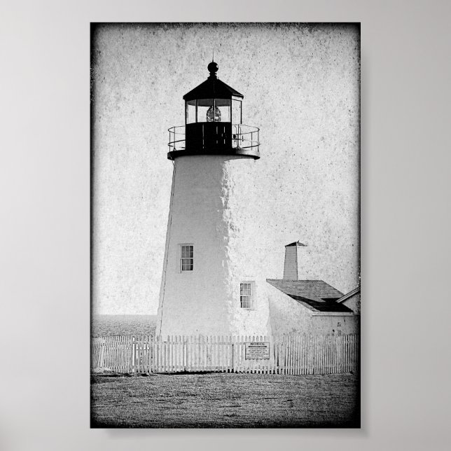 Affiche Pemaquié Point Maine Phare Noir et Blanc (Devant)