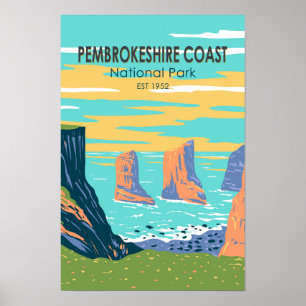 Affiche Pembrokeshire Coast National Park Wales Vintage