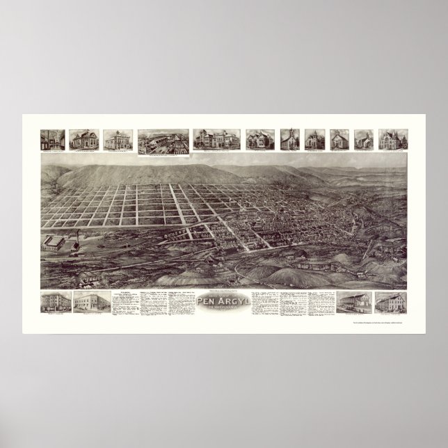 Affiche Pen Argyl, PA Carte panoramique - 1916 (Devant)