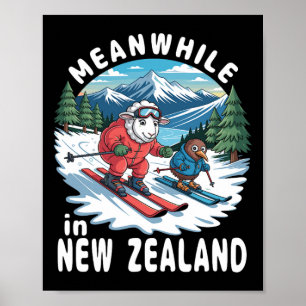 Affiche Pendant ce temps en Nouvelle-Zélande mouton kiwi s