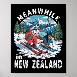 Affiche Pendant ce temps en Nouvelle-Zélande Ski de mouton