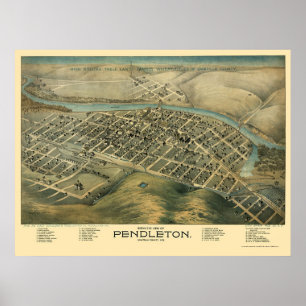 Affiche Pendleton, OU carte panoramique - 1890's