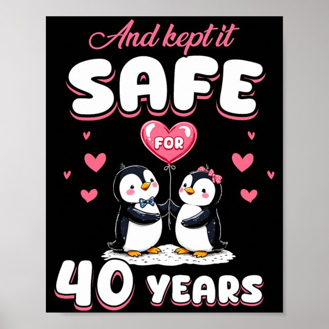 Affiche Pengouins couples pour 40 ans de mariage (Devant)