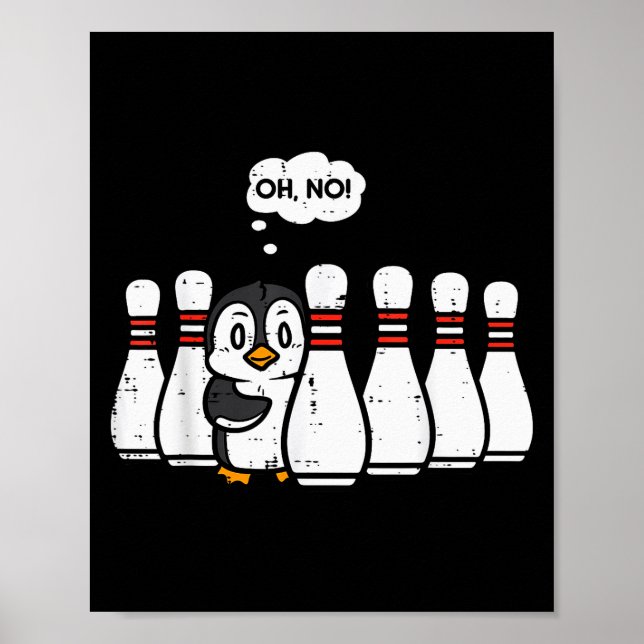 Affiche Penguin Bowling Ns Oh No Funny Bowler Player Men W (Devant)
