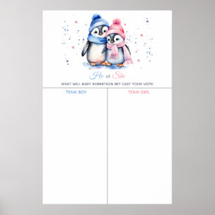 Affiche Penguin Winter Gender Revevela Cast Your Vote Game