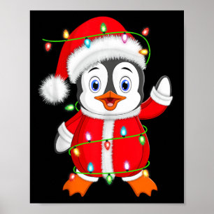 Affiche Penguin Xmas Éclairage Père Noël Costume Penguin C