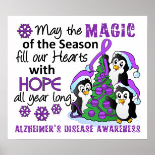 Affiche Penguins de Noël Maladie d'Alzheimer