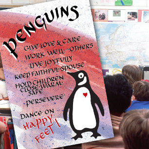 AFFICHE PENGUINS GRANDES VALEURS EXEMPLES DANSE HEUREUSE