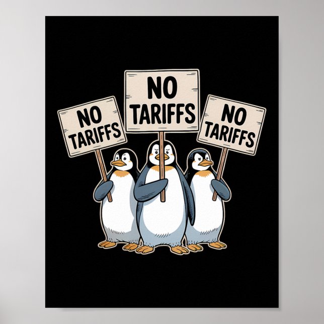 Affiche Penguins Protest Against Trump Tariffs Funny Pengu (Devant)