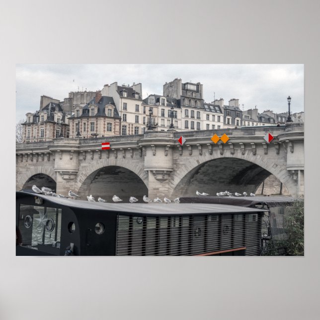 Affiche Péniche près du Pont Neuf - Paris, France (Devant)