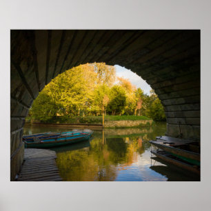 Affiche Péniches traditionnelles d'Oxford sous le pont de