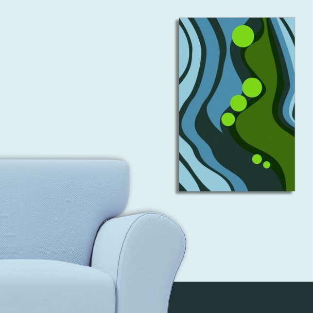 Affiche Péninsule Abstraite verte et bleue (Abstract Green and Blue Peninsula Poster)