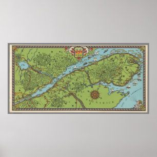 Affiche Péninsule de Gaspé, carte du Canada