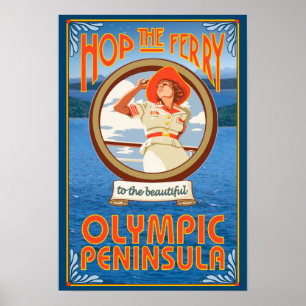 Affiche Péninsule olympique, WashingtonHop le ferry
