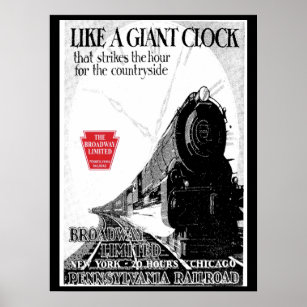Affiche Pennsylvania Railroad Broadway Limited