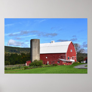 Affiche Pennsylvania Red Barn et éoliennes 12 x 8