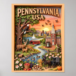 Affiche Pennsylvanie Lieux de Voyage Faune Nature Art