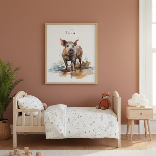 Affiche Penny le porcelet joueur, sur mesure