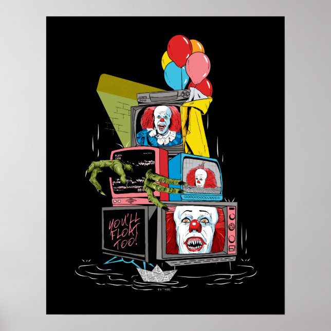 Affiche Pennywise TV Stack classique - vous flotterez trop (Devant)