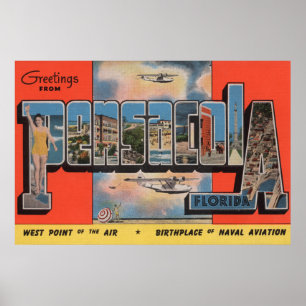 Affiche Pensacola, Floride - Grandes Lettres Scènes 2