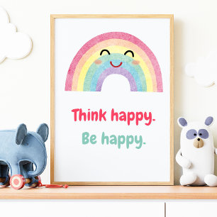 Affiche Pense Happy Be Happy, Positive Mindset Kids Print