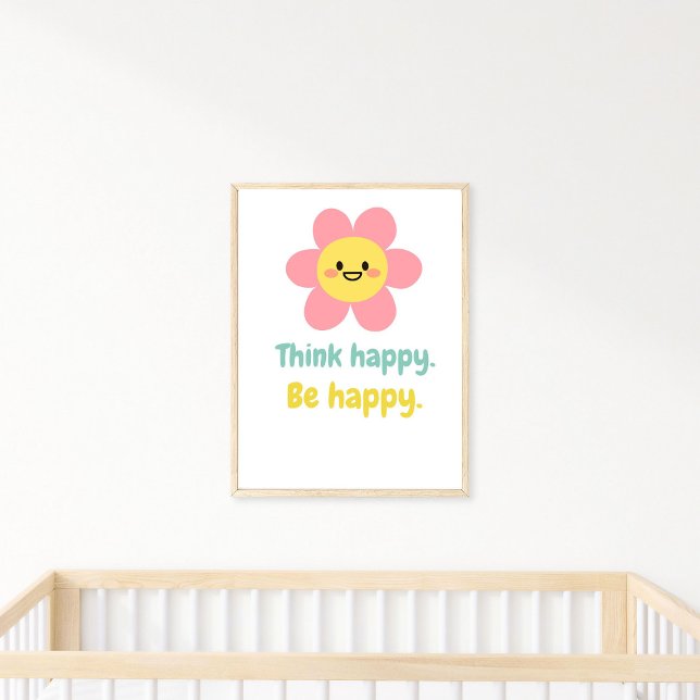 Affiche Pense Happy Be Happy, Positive Mindset Kids Print (Créateur téléchargé)