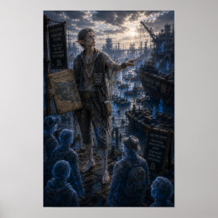 Affiche Pensée attentionnée / Guide touristique / Péniches
