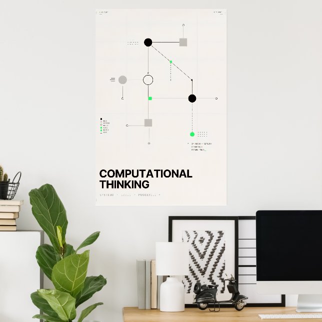 Affiche Pensée Informatique Systèmes Géométriques Abstrait (Bureau à domicile)