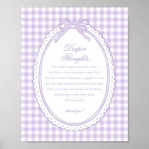 Affiche Pensees Bebe Nœud Coquette Gingham Violet Lange