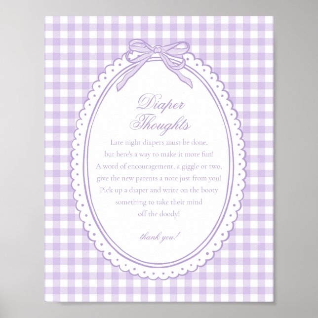 Affiche Pensees Bebe Nœud Coquette Gingham Violet Lange (Devant)