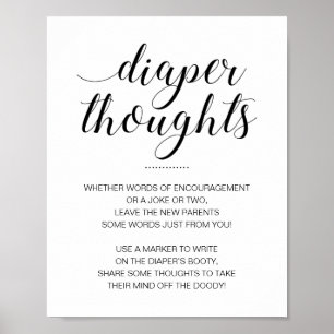 Affiche Pensées de couches mignonnes Signale Baby shower d