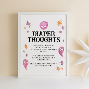 Affiche Pensées de couches roses Symbole Baby shower d'Hal