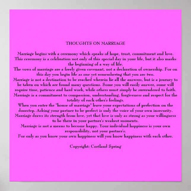 AFFICHE PENSÉES SUR LE MARIAGE (Devant)