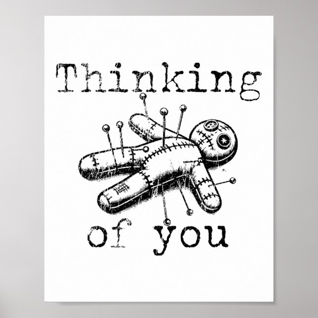 Affiche Penser À Vous Drôle Poupée Voodoo Vintage (Devant)