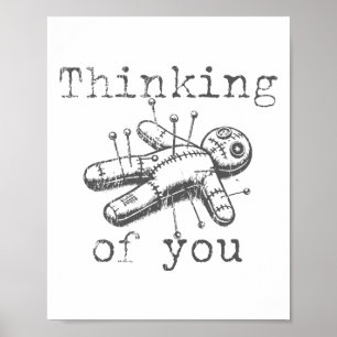 Affiche Penser À Vous Poupée Voodoo Drôle Amusant Hallowee