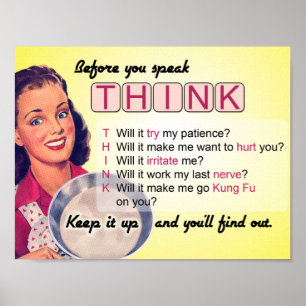 Affiche Pensez avant que vous parliez (G) évalué