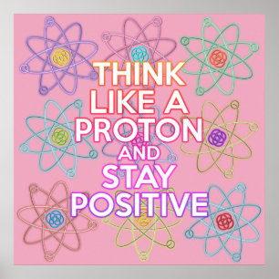 Affiche PENSEZ COMME UN PROTON Citation de science moderne