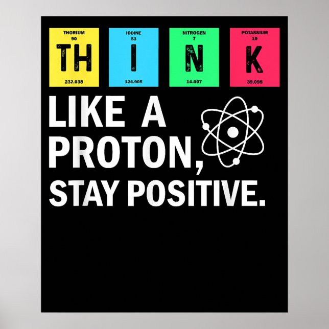 Affiche Pensez comme un proton Restez positif Science drôl (Devant)