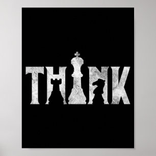 Affiche Pensez Échecs Eces Joueur Chessmaster Amour des éc
