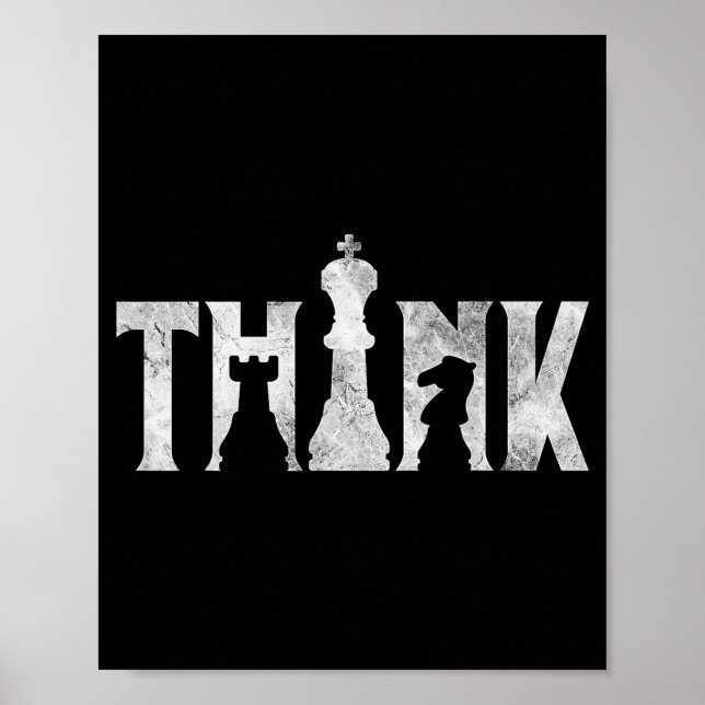 Affiche Pensez Échecs Eces Joueur Chessmaster Amour des éc (Devant)