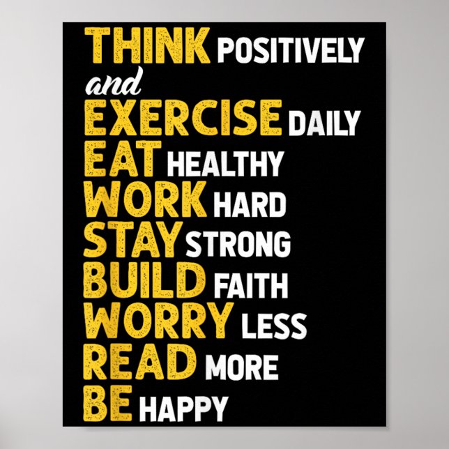 Affiche Pensez Positivement Exercice Quotidien Gym Workout (Devant)