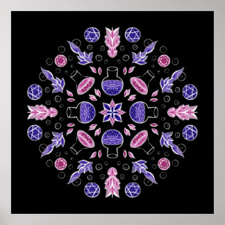 Affiche Pentagram rose violet pastel goth potion aux sorci
