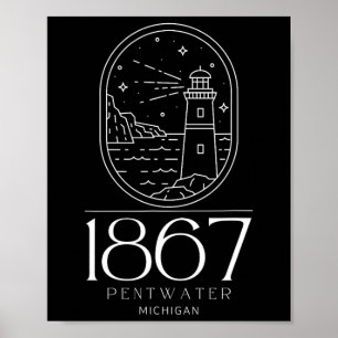 Affiche Pentwater Michigan Michigander État Mi Voyage Boa
