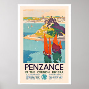 Affiche Penzance dans la Riviera cornique - Voyage vintage