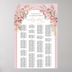Affiche Peoné rose pâle pampas boho arc Alphabétique