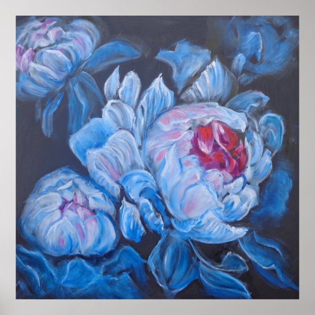 Affiche Peonies bleues (Devant)